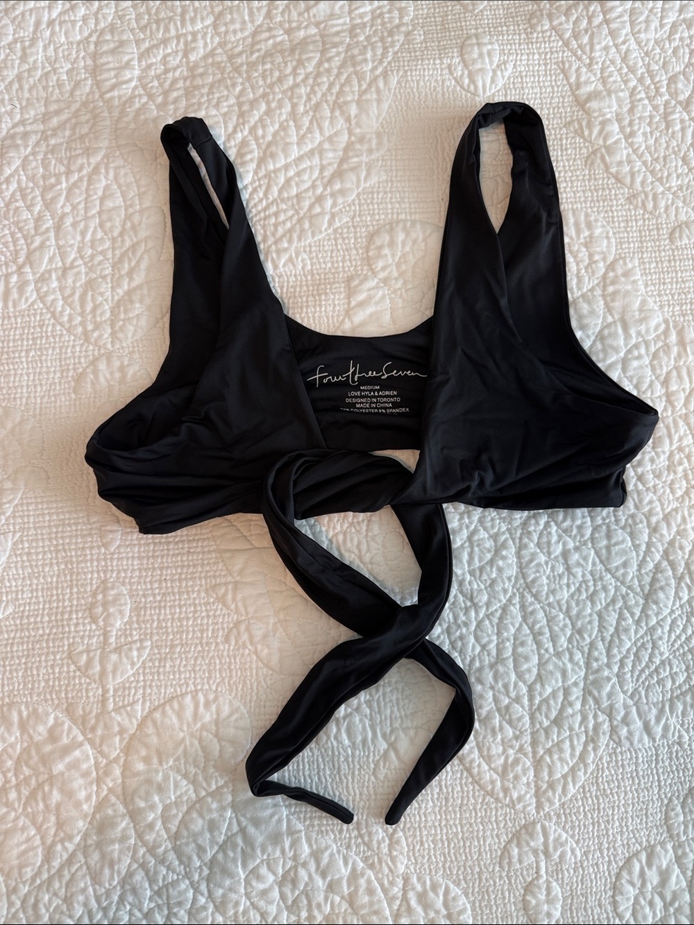 437 Swim - Black Tie-Front Bikini Top
